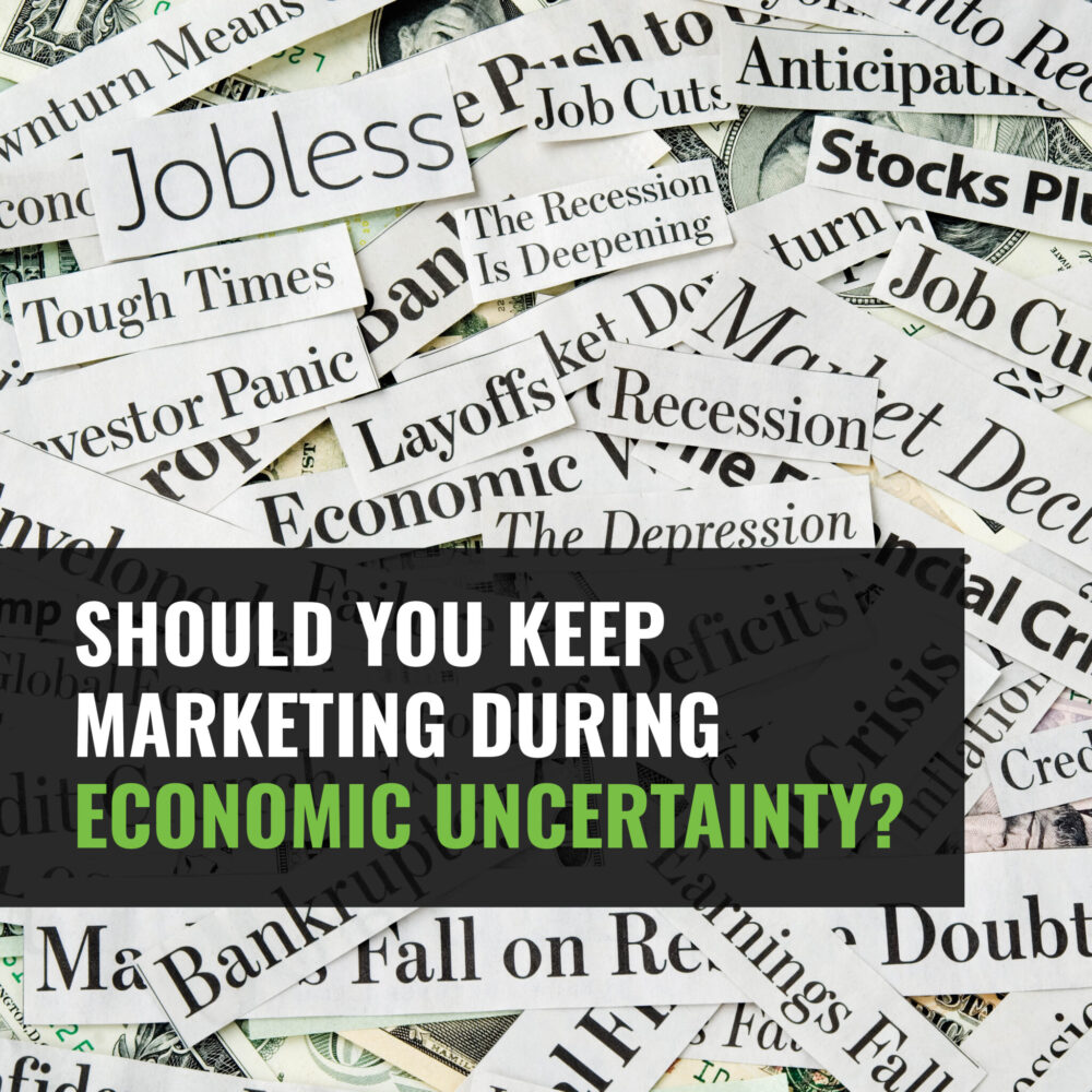 A lot of economy related words in a pile