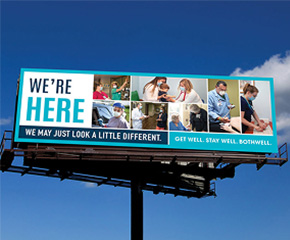 Bothwell billboard with message We're Here