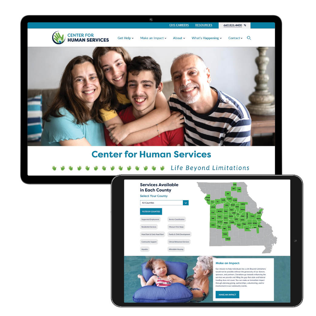 The Center for Human Services website on a tablet