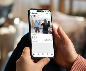 A person scrolling on Instagram and seeing a CHS video ad