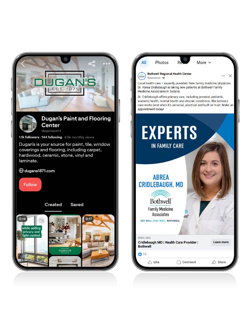 Social media from Dugan's and Bothwell on phones