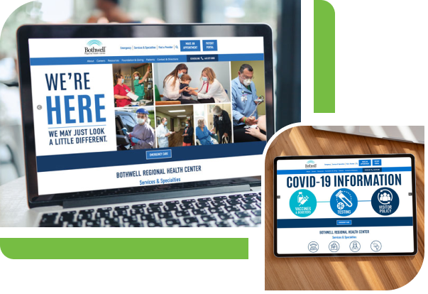 A computer and tablet showing the BRHC website