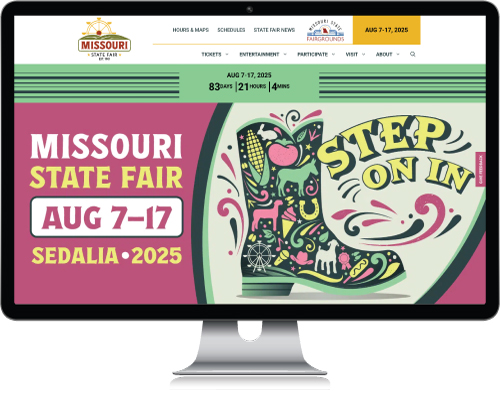 A computer showing the Missouri State Fair website