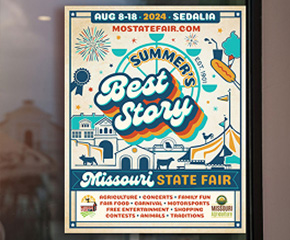 A Missouri State Fair Poster displayed in store window